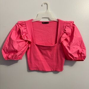 Pink Zara Puff Sleeve Top